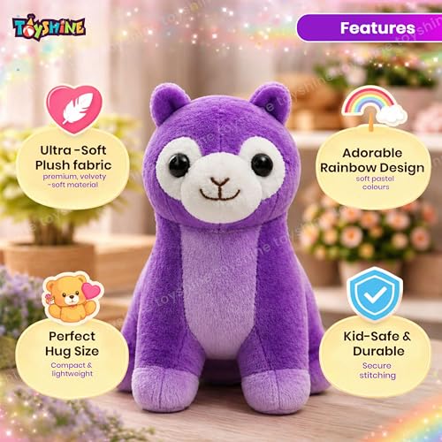 Image of Toyshine 18cm Rainbow Alpaca Soft Toy for Kids | Cute Plush Llama Stuffed Animal | Ultra Soft & Colorful Cuddly Toy for Boys & Girls | Nursery & Gift Plush - C