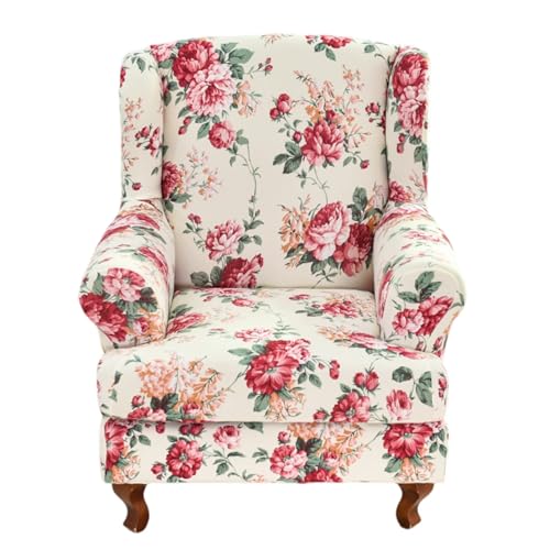 HAOYONG-Wing-Chair-Slipcovers-Stretch-Wingback-Chair-Covers-Printed-2-Pieces-Wingback-Armchair-Slipcover-Elastic-Chair-Slip-Covers-Washable-Armchair-Protector-Cover-for-Living-Room-and-Bedroom HAOYONG Wing Chair Slipcovers Stretch Wingback Chair Covers Printed 2 Pieces Wingback Armchair Slipcover Elastic Chair Slip Covers Washable Armchair Protector Cover for Living Room and Bedroom