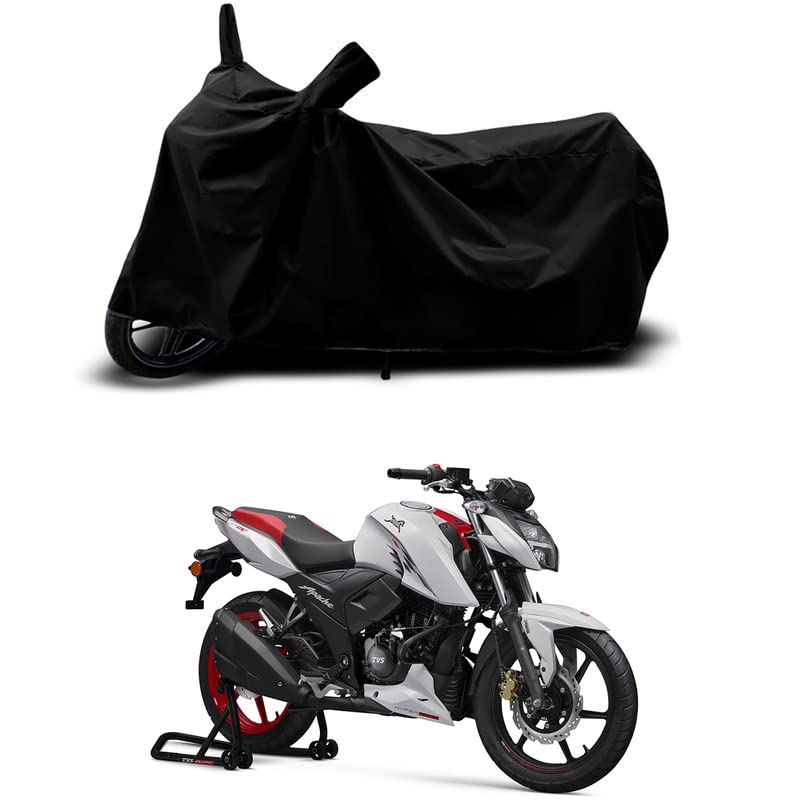 Image of 100% Scratchproof /UV-Rays /Heat Protection /Birds Dropping /Water Resistant /Dust Proof /Waterproof /Bike Scooty Two Wheeler Body Cover Compatible for Apache RTR 160 4V RTR All Varient[Black]