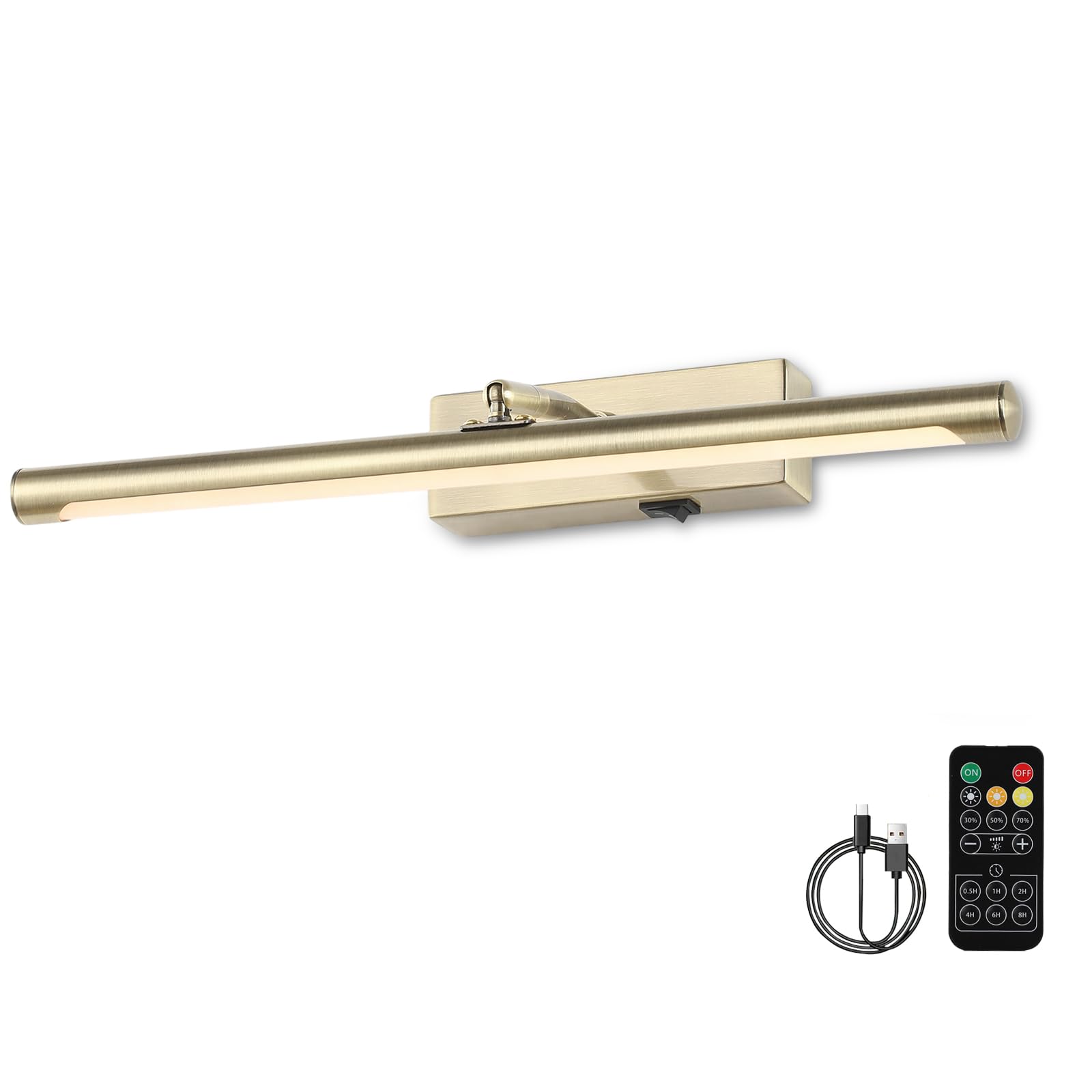 Picture Light for Wall Battery Operated, 16" Rechargeable Art Light with Remote and Timer for Painting, 3 Color Temps, Wireless Wall Light for Display, Artwork, Portrait, Gallery, Bronze