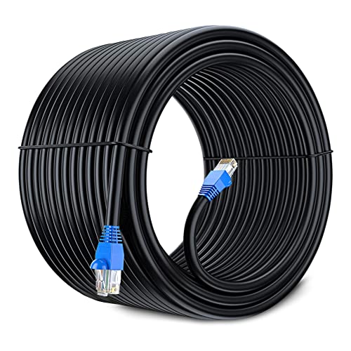 Aurum Cables Cat6 Ethernet Cable for Gaming 300 ft RJ5 550 Mhz, Heavy Duty Waterproof Copper Indoor Outdoor Shielded LAN Cable Direct Burial Zero Lag Network Patch, Compatible with PC Router Modem TV