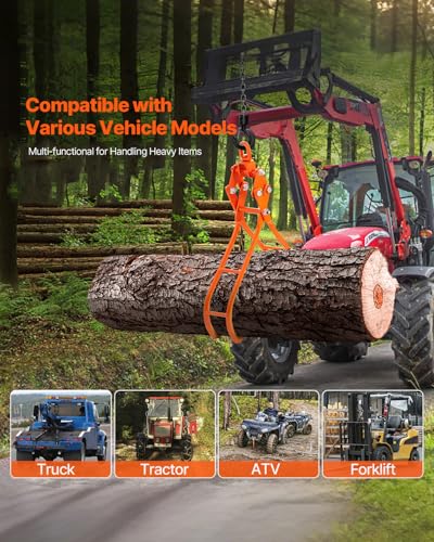 Image of VEVOR Timber Claw Hook, 28 inch 4 Claw Log Grapple Logging Tongs, Swivel Steel Log Lifting Tongs 31 inch Max Opening, Eagle Claws with 2205LBS /1000kg Loading Capacity for Tractors, ATVs, Trucks, Forklifts