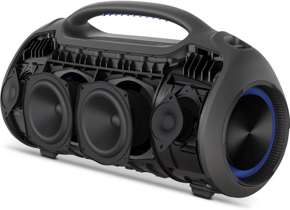 PHILIPS, Boombeat, Caixa de Som Bluetooth Boombox, TAX400B/00, USB, Auxiliar, TWS, USB Powerbank, Entrada para Microfone, Resistente a Água e Poeira, com Alça para Transporte