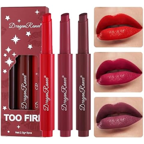 Upgrade Press Lipstick Set,3 Colors Natural Velvet Long Lasting Waterproof Crayon Lip Tint,24 Hour Moisture Smooth Lip Gloss for Women Makeup,Vivid Color (Set D) Cover
