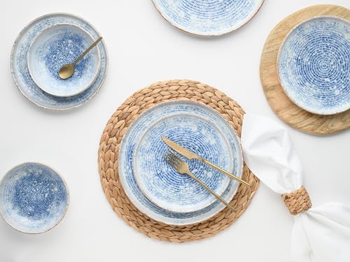 CreaTable, 21652, Serie Uno Mykonos, 12-teiliges Geschirrset, Teller Set aus Steinzeug, spülmaschinen- und mikrowellengeeignet, Made in Portugal