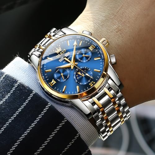 Image of OLEVS Mens Automatic Watches Skeleton Mechanical Self Winding Luxury Fashion Dress Wrist Watch Luminous Waterproof