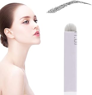 Micro Blades for Eyebrows, 18 Pin Microblading Blade Eyebrow Tattoo Needles for Eyebrow Semi Permanent Makeup, 50pcs/set Disposable 18U Microblade Stainless Steel U Tip Blade Microblading Needles