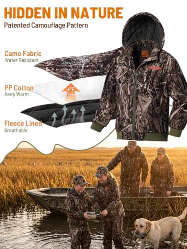 Image of NEW VIEW Kids Camo Hunting Clothes Silent, Youth Hunting Jacket for Cold Winter, Camouflage Hunting Coat for Boys & Girls