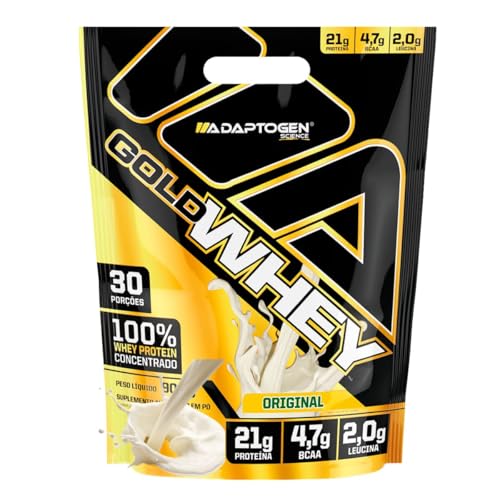 Gold Whey 900g Refil Sabor Natural (Leite em pó) Ganho de massa m...