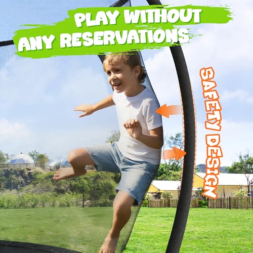 Image of JELENS Trampoline 8FT 10FT 12FT 14FT 15FT 16FT, Recreational Trampolines with Enclosure Net, Outdoor Anti-Rust Trampolines for Kids and Adults, ASTM Approved