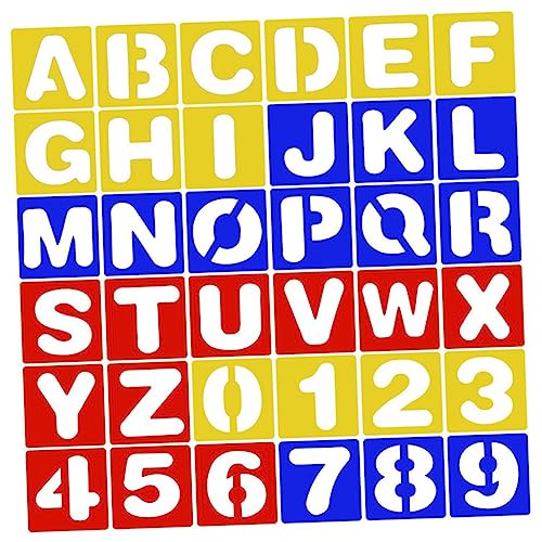 ARTIBETTER 1Juego Plantillas De Letras y Números Para Pintar De Plantillas De Arte DIY Letras Números Color Aleatorio Para Manualidades y Aprendizaje Infantil