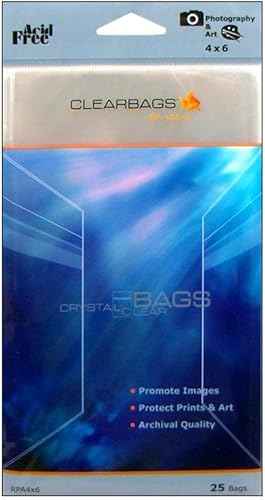 ClearBags LINECO Bolsas autoadhesivas para foto/arte, 4 x 6 pulgadas.