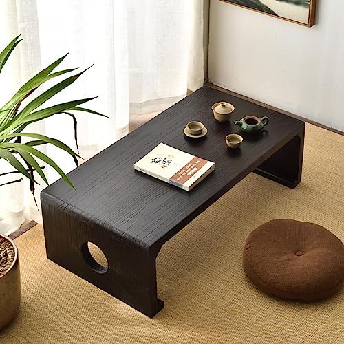ITACHENG ローテーブル ちゃぶ台 座卓 テーブル 収納便利 天然木 本格木製 四角い形 ライトブラウン 天然木 リビングルーム オフィス ベッドルーム 茶室 (ブラウン1,60x40x30cm)