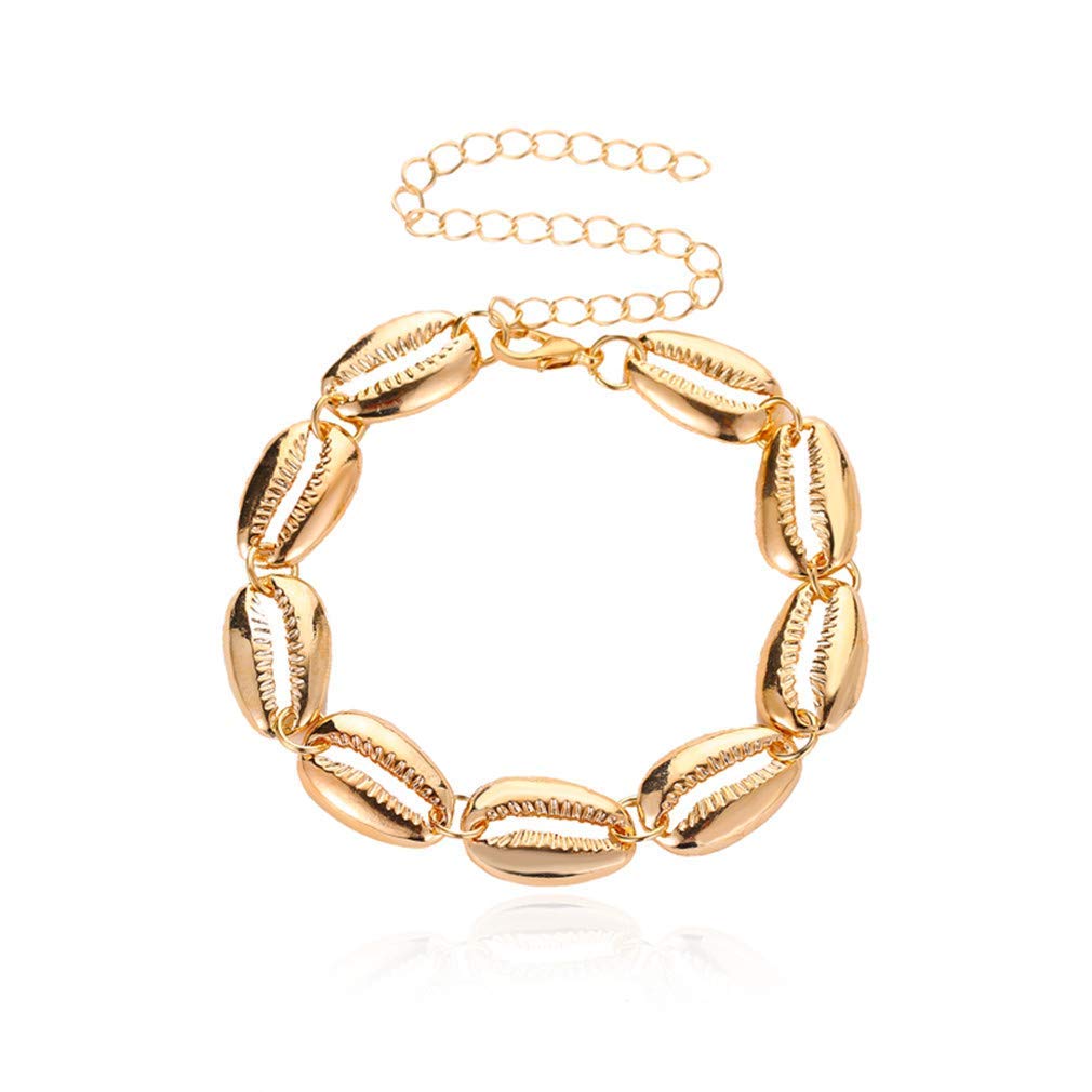 Tobillera de Playa, Cadena de Tobillera de Concha, Pulsera Ajustable, joyería de Cadena de pie de Playa Bohemia de Verano, Oro Duradero y práctico