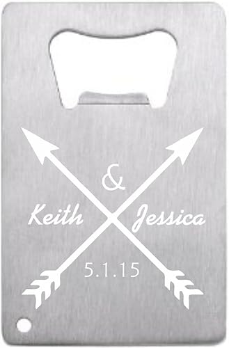 Abridor de tarjetas de crédito personalizado para invitados Flechas sólidas 1 pieza