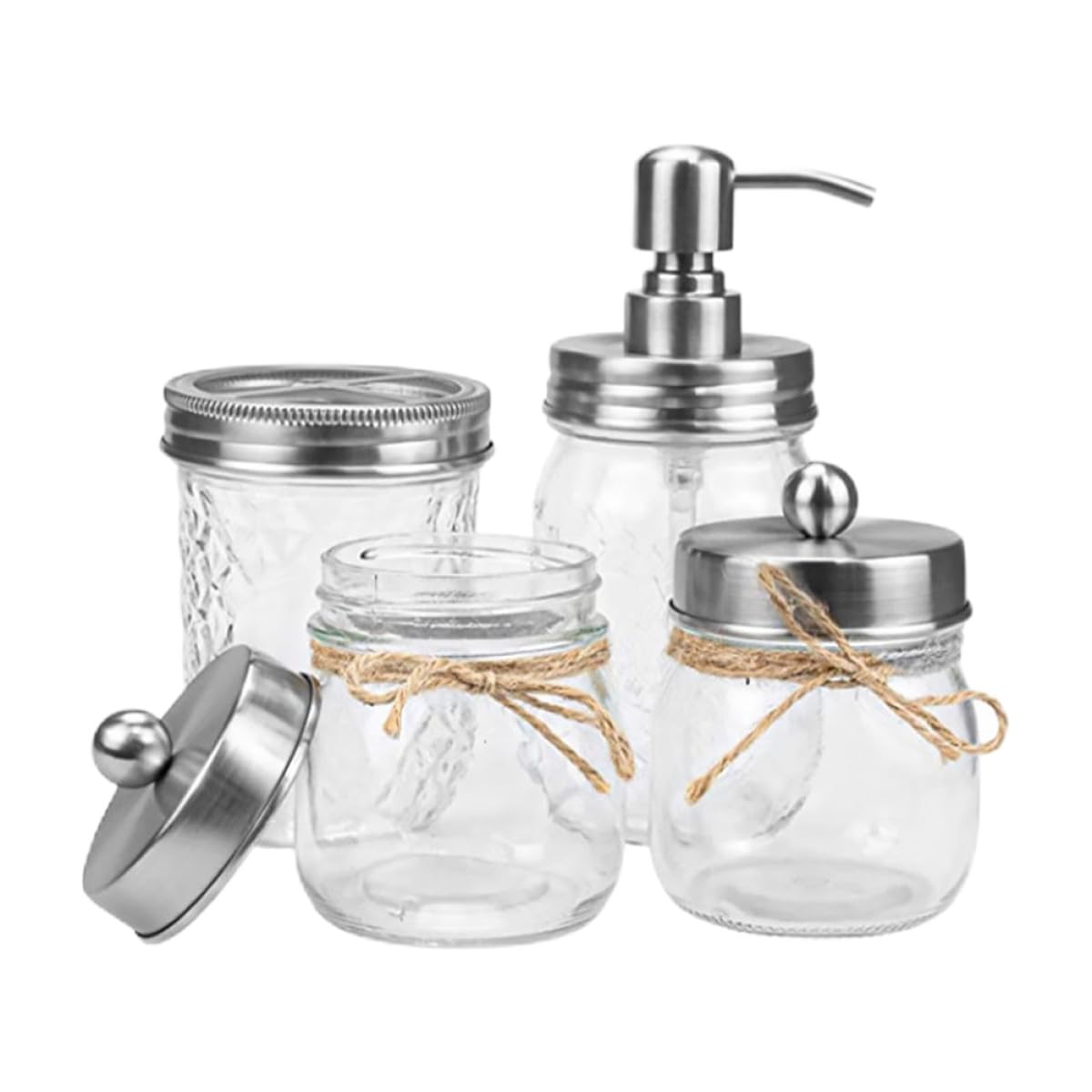 Levemolo Conjunto de Accesorios de Baño Vaso para Cepillo de Dientes y Dispensador de Loción en Vidrio Plata para Baño y Hogar