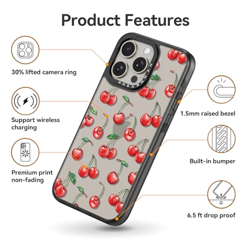 Coque iPhone 15 Pro Max cerise protège contre les chutes
