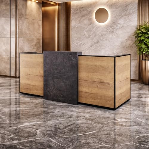 Image of Modern Reception Desk for Office, Clinic | Luxury Front Reception Counter Table with Storage | Particle Board Reception Table for Spaces - (RCT-038 LPB L6W2)