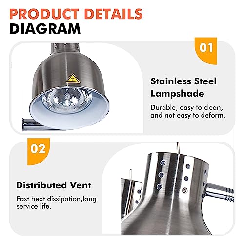 Lampe de conservation de la chaleur des aliments 2 x 250 W réglable