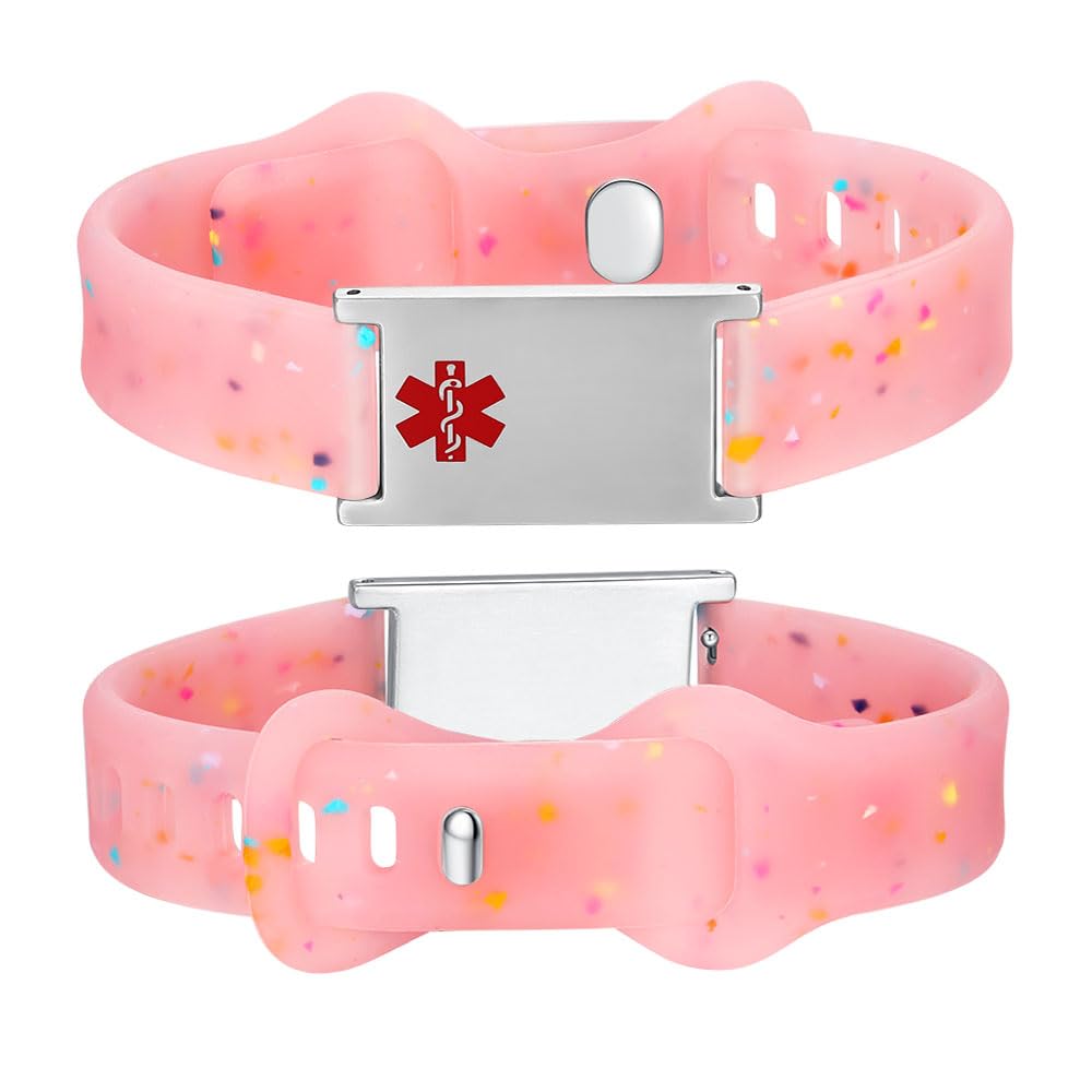 LinnaLove Medical Alert ID Bracelet – Adjustable Silicone Band, Custom or Pre-Engraved Options, QR Code Available