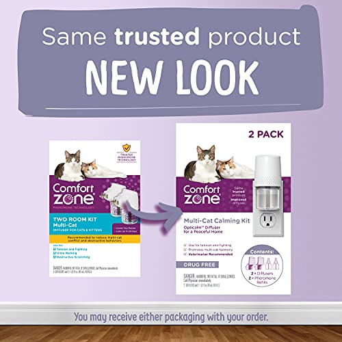 Comfort Zone Multi Cat Calming Diffuser Starter Kit: 2 Diffusers & 2 Refills; Pheromones to Reduce Cat Fighting… - Image 2