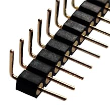 10pcs Right Angle 40Pin 2.54mm/0.1inch Round Male Pin Header Straight Single Row Gold Plated Breakaway PCB Connector for LED Strip Machine Breadboard Sensor IC Relay