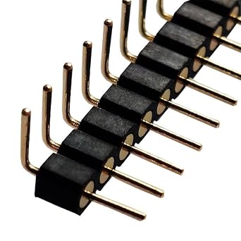 10pcs Right Angle 40Pin 2.54mm/0.1inch Round Male Pin Header Straight Single Row Gold Plated Breakaway PCB Connector for LED Strip Machine Breadboard Sensor IC Relay