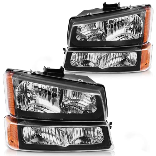 Image of DWVO Headlights Assembly Compatible with 03-06 Chevy Silverado Black