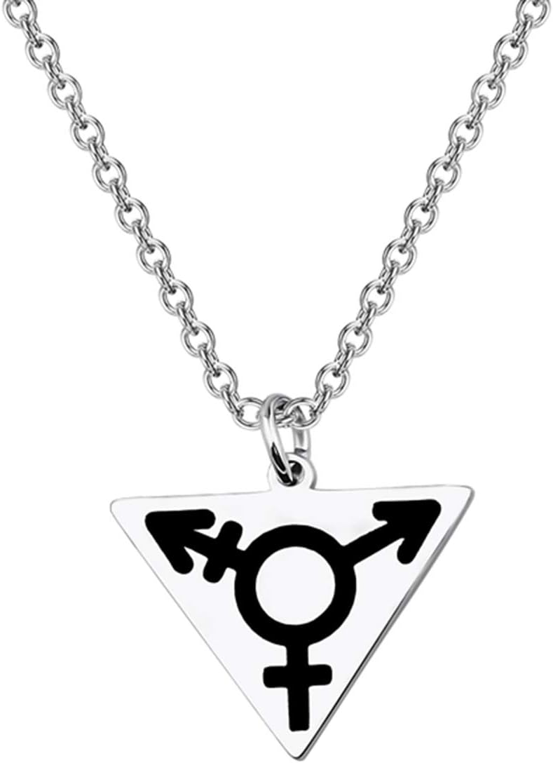 MYOSPARK Transgender Symbol LGBT Gay Triangle Pendant Necklace FTM MTF Transgender Pride Jewelry Bisexual Gay Lesbian Gift