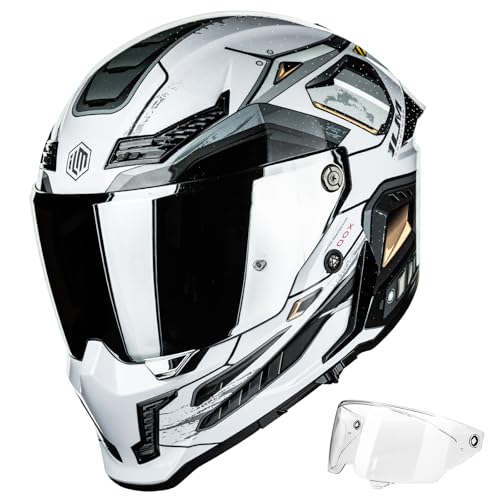 Image of ILM Motorcycle Helmets for Adult Men Women Full Face DOT ECE Powersports Dual Visor Street Racing Helmet with Pinlock Cascos para Motos Model MF509 (Cyborg Gray, L)