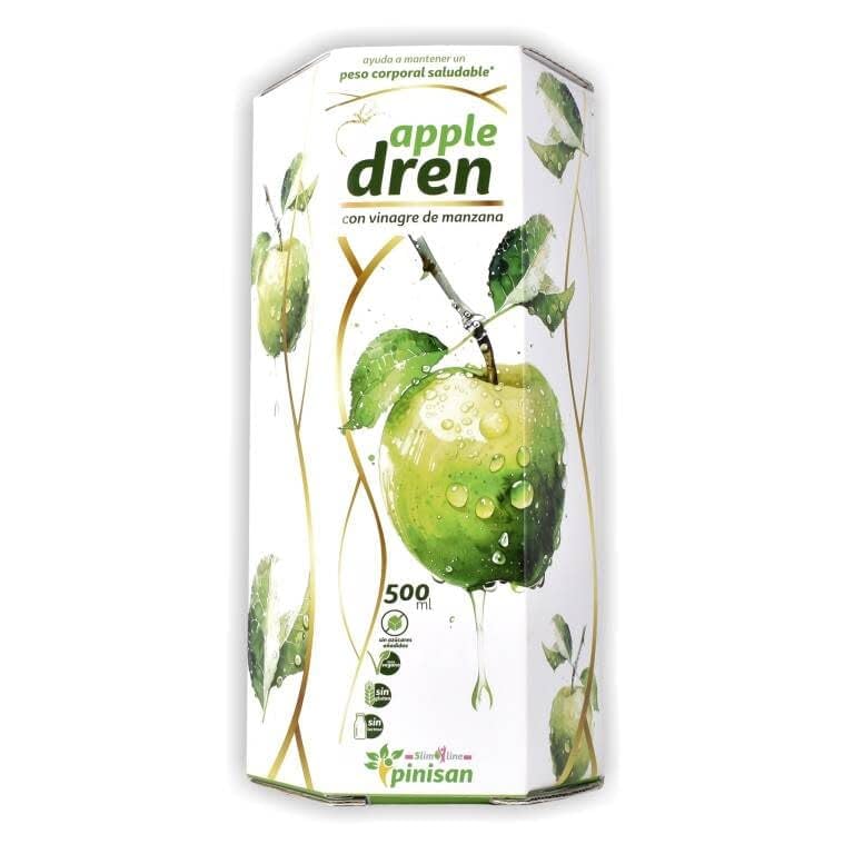 PINISAN Apple Dren | Vinagre y Zumo de Manzana con Alcachofa, Ortosifón, Pilosella y Yerba Mate | Fórmula Vegetal Detox y Bienestar | Complemento Alimenticio Líquido | 500 ml