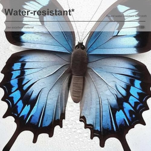 Nappe ronde papillon bleu lavable et résistante en polyester - 8