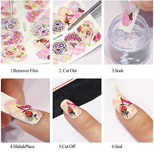 Sunflower Nail Stickers Floral Flower Nail Art Water Decals Transfer Foils For Nails Supply Watermark Small Daisy Flowers Designs Nail Tattoos For Women Nail Supplies Manicure Decorations 12Pcs #TOP6