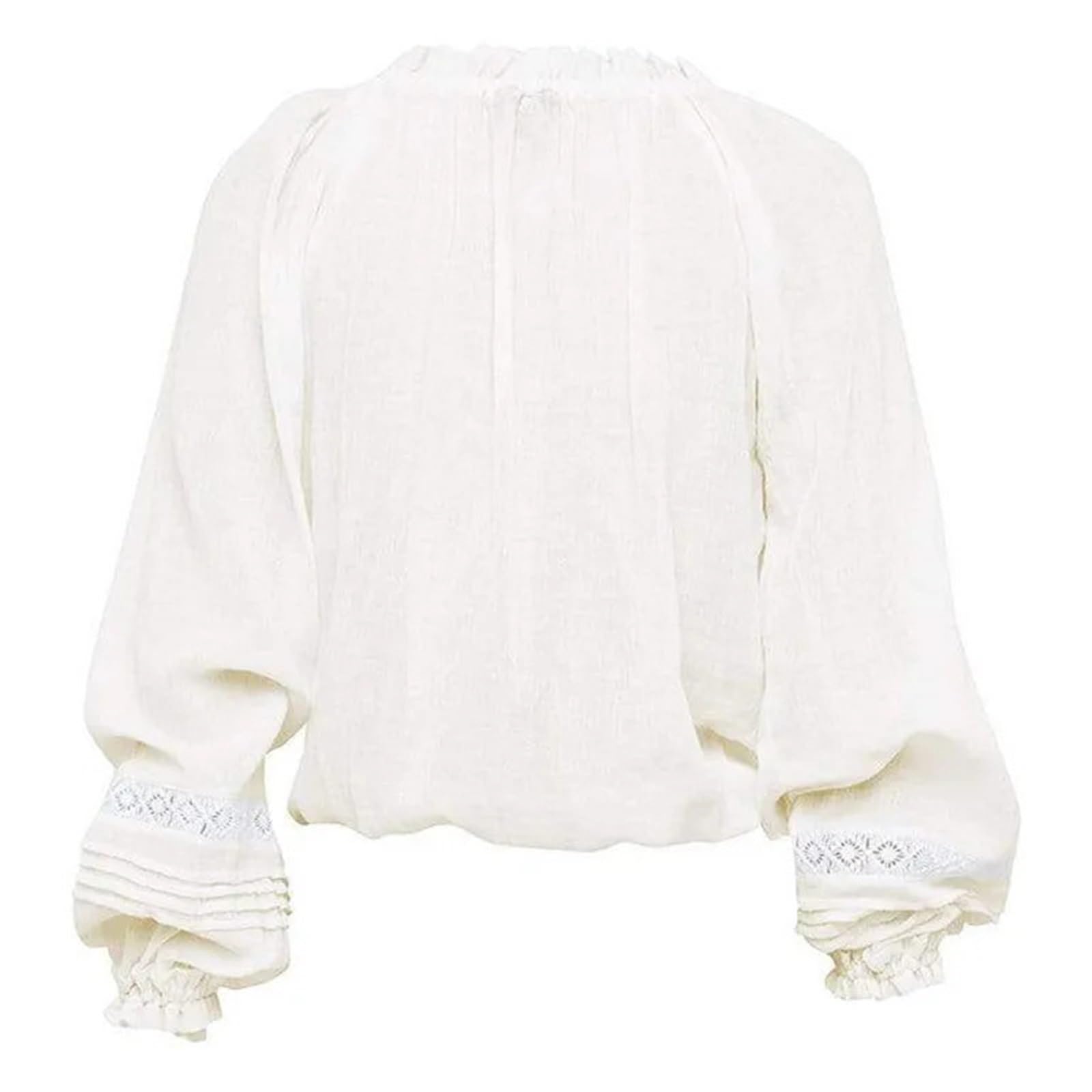 Copricostume Donna Camicette In Pizzo Con Scollo A V A Maniche Lunghe | Top da donna vintage camicetta bianca Party Lady Blusas(White2,XL)
