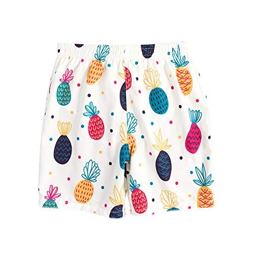 LAPLBEKE Niños Bañadores Pantalones Cortos de Surf - Niñas Trajes de Baño Impresión de Dibujos Animados - Ropa de Playa Corriendo Natación Deportiva Cintura Elástica Piña 7-8 Años Cover