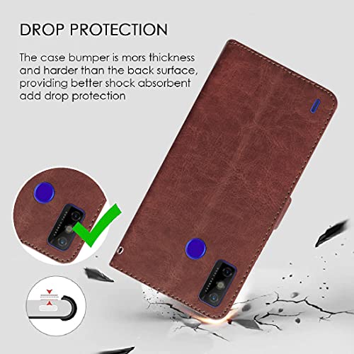 Image of Flip Cover Compatible with Tecno Spark 6 Go | Premium Leather Finish | Inbuilt Pockets & Stand | Flip Cover Back Case for Tecno Spark 6 Go (Brown)