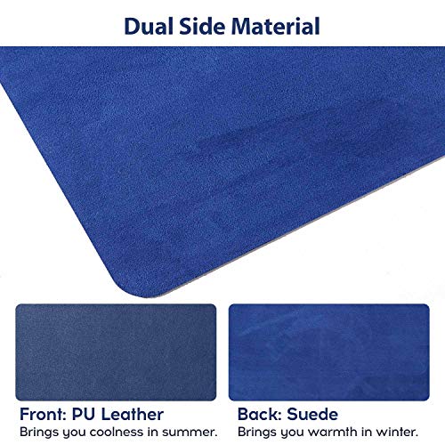 Image of Extended Mouse Pad Mat XXL Desk Pad Large Desk Mat 35.4 inch X 16.9 inch Desk Blotter Writing Pad for Laptop /Office /Home, PU Leather Waterproof +Suede Non-Slip 90 x 43cm (Dark Blue)