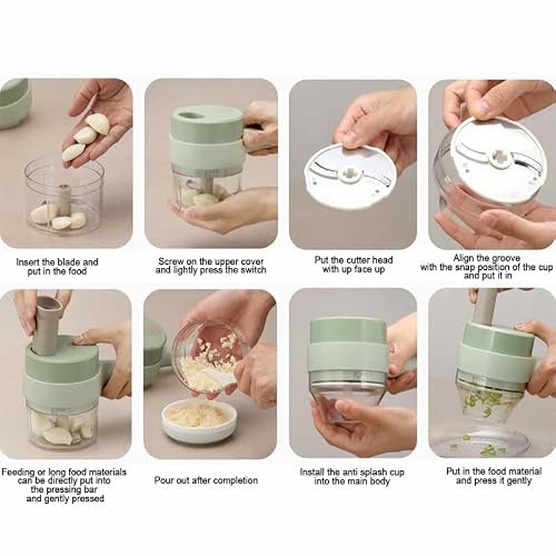 Stoosvip 4 In 1 Handheld Electric Vegetable Cutter Set Multifunction Cordless Food Small Slicer Mini And Chopper For Garlic Pepper Chili Onion Celery Ginger Meat #TOP5