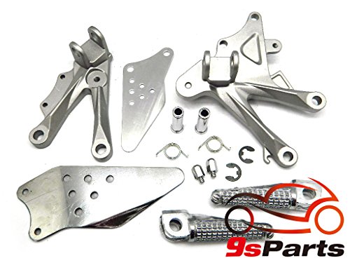 9sparts OEM Replacement Passenger Front Foot Rest Pegs Bracket Rearsets for 2006 2007 2008 2009 2010 KAWASAKI ZX-10R ZX 10R ZX 10 R (SILVER)