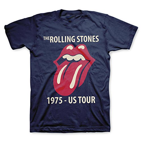 Rolling Stones 1975 US Tour Tongue Logo T-shirt - Navy (Medium)