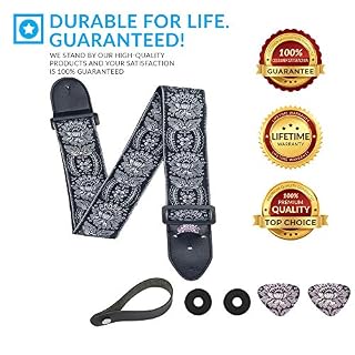 Sangle de guitare de style folk – Lot de cintres de guitare tissés jacquard avec 2 verrous de sangle et 2 médiators… - Les Beatles, Paul McCartney, John Lennon, RIngo Starr, George Harrison Sangle de guitare de style folk - Lot de cintres de guitare tissés jacquard avec 2 verrous de sangle et 2 médiators… – Image 5
