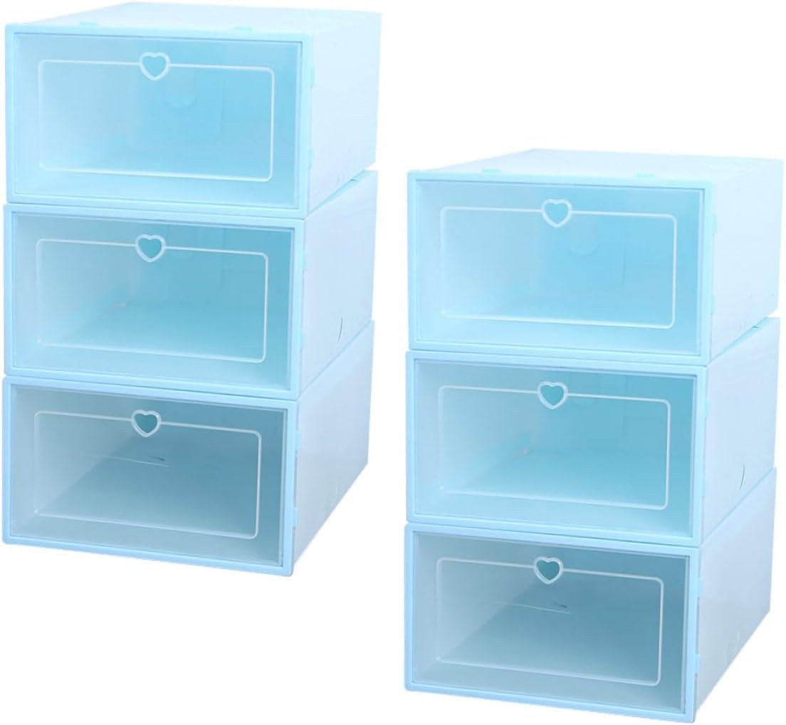 OUNONA 6-Piece Plastic Shoe Storage Box Lid Drawer-Type Organizer for Closet Space-Saving Design for Home and Travel