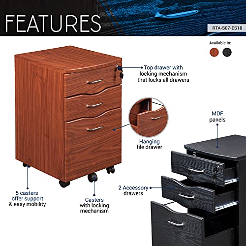 Techni Mobili Rolling Storage And File Cabinet, Espresso #TOP4