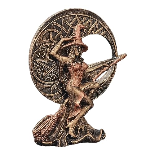 Bruxa Imagem Bruxinha Lua Wicca Pentagrama Dourado Ou Prata (Dourado C/Bronze)