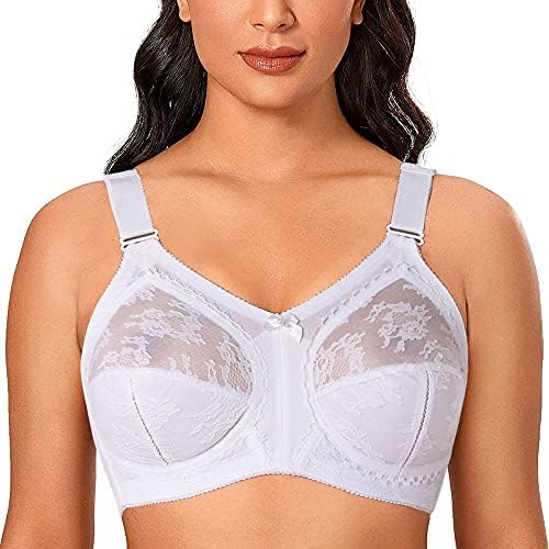 TELIMUSSTO Women's Floral Lace Bra Plus Size Firm Hold Non Wired ...