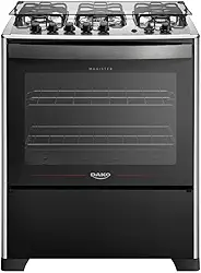 Fogão 5 Bocas Dako Magister Grill Preto com Mesa Inox Bivolt