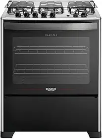 Fogão 5 Bocas Dako Magister Grill Preto com Mesa Inox Bivolt