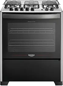 Fogão 5 Bocas Dako Magister Grill Preto com Mesa Inox Bivolt