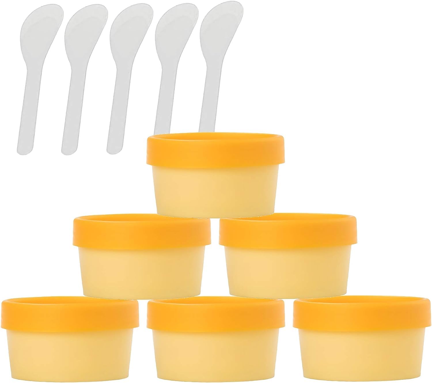 FLYIODFCXV cosmetic jar, 6 PC Empty 200ml Pink Facial Mask Wide Mouth Plastic Jars, with Lids with Spatula(Yellow,6.8 Ounces)