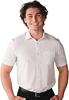 &Collar Slim & Athletic Fit Short Sleeve Performance Dress Shirt - 4-Way Stretch, Moisture Wicking, Machine Washable